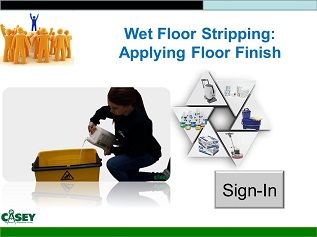 Applying floor finish form.